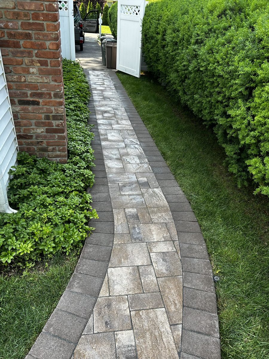 Paver walkway after cleaning and resanding