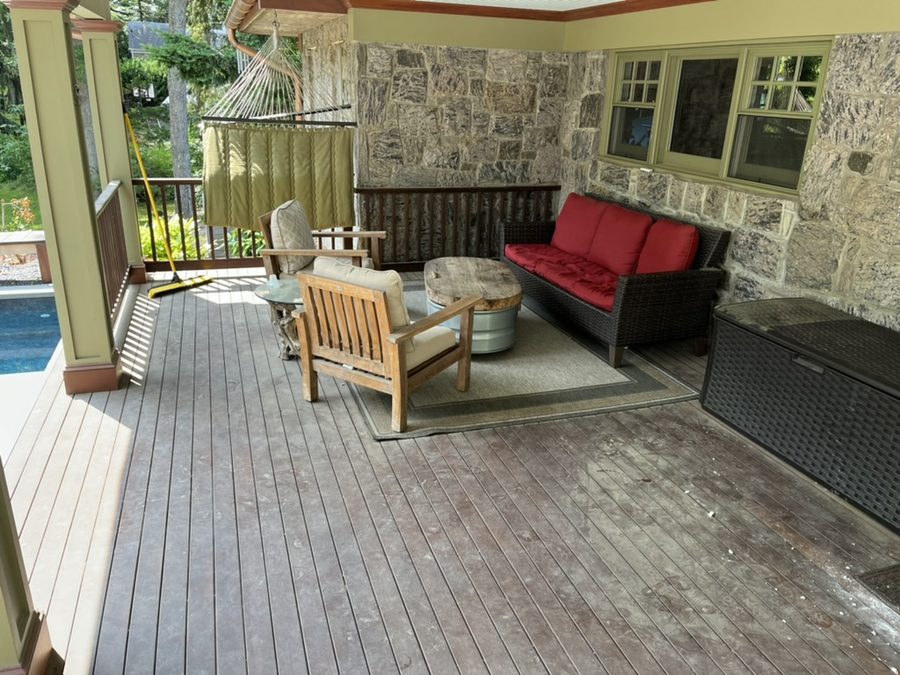 Wood deck before restoration